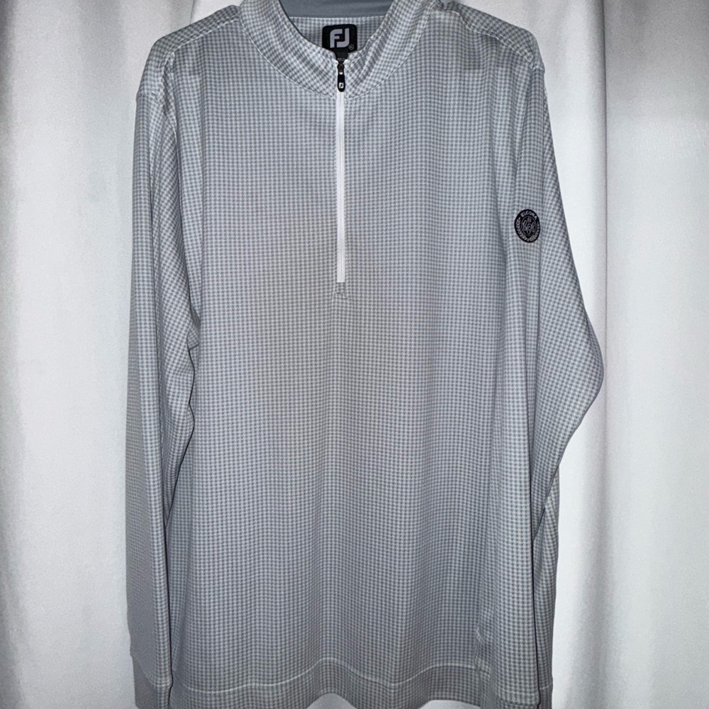 FootJoy Gray Checkered Quarter Zip Pullover